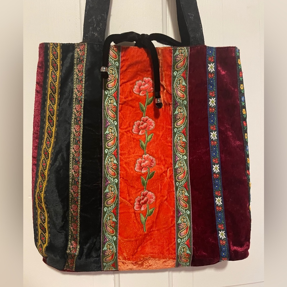 Vintage crushed velvet boho handbag